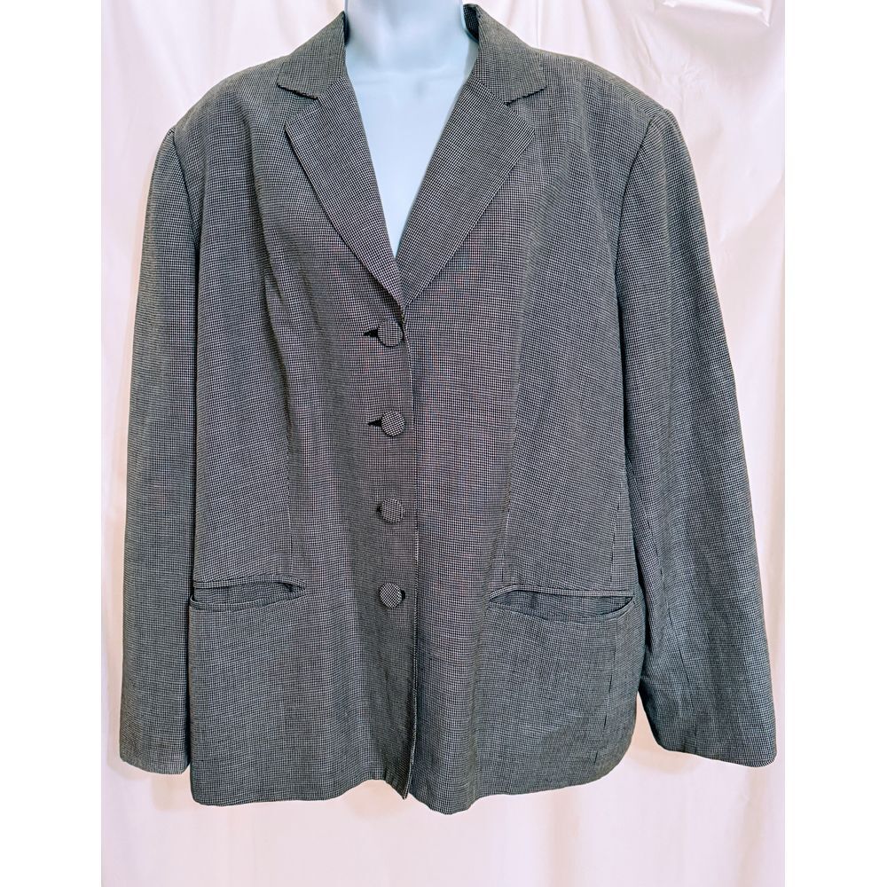 Emma James Linen B/W Checked Blazer Business Career Suit Jacket Size 20W  *READ*